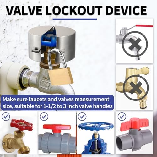 Outdoor Faucet Lock, 2 Pack Water Hose Bib Spigot Locks Stainless Steel Cover & Brass Padlock Kits for 1-1/2 to 3 Inch Dia Valve Handles to Prevent Garden Faucets and Outside Water Thefted - Image 3