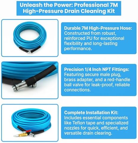 Sewer Jetter Kit, 70 FT (20M) High Pressure Drain Cleaning Hose - Image 4