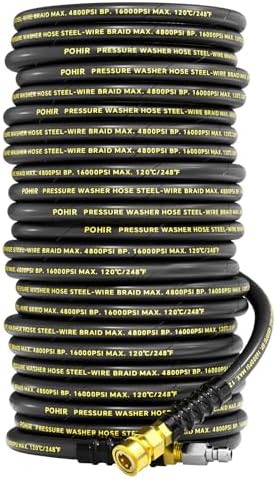 3/8" Pressure Washer Hose 200ft 4800PSI with Swivel Quick Connector by POHIR
