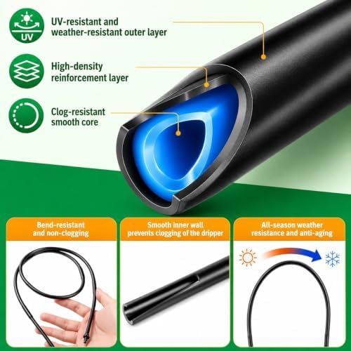 1/4 Drip Irrigation Tubing 200FT, Built-in 0.5 GPH Emitters, 6 Inch Spacing - Image 3