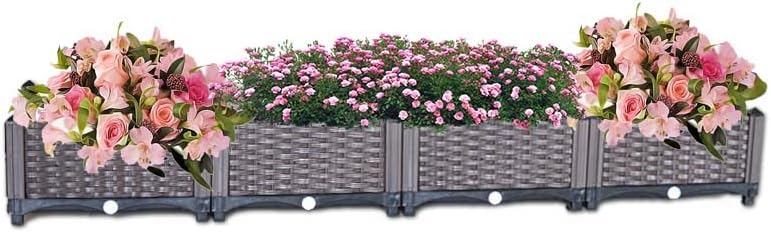 YSUEFIJO Planter Box Outdoor Raised, Raised Garden Bed for Vegetables, Garden Bed Kit Plastic, with Drainage Holes, for Flowers, Herbs, Fruits by WELCOMETOYSUEFIJO