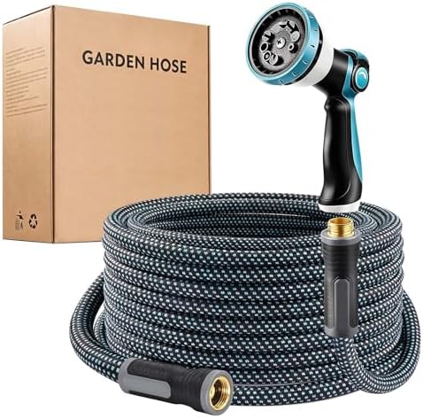 Garden Hose Lightweight Non-Expanding, 25 Ft Flexible Water Hose Equipped with 10 Mode Nozzle, Heavy Duty Pipe for Outdoor Watering & Cleaning by Unknown