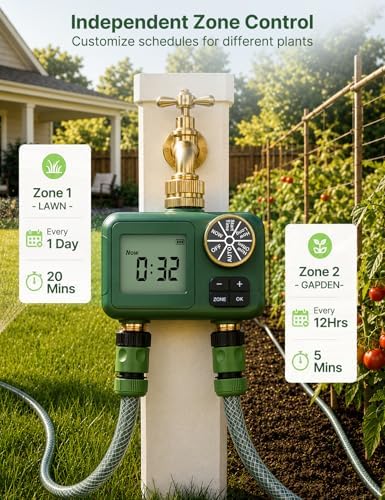 MOES 2-Zone Water Timer for Garden Lawn Hose, Brass 3/4 Inlet & Outlets - Image 3