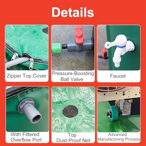 Collapsible Rain Barrel Kit - 60x70cm Water Catcher with Spigot & Lid for Efficient Rainwater Collection & Storage (Black, 24x28in) - Image 3