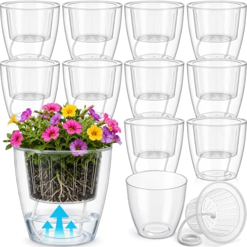 Self Watering Plant Pots, 6.6'', Transparent, 12 Pcs by Ferrochef