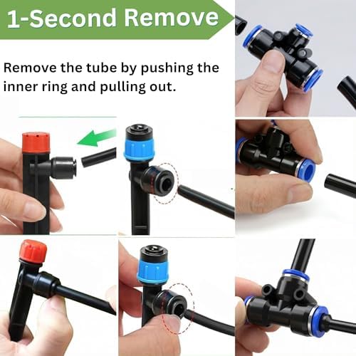 290FT Drip Irrigation System for Garden Watering: Quick Connect 1/2" & 1/4" Tubing Automatic Watering Kit with Adjustable Misting Sprinklers, Irrigation Hose System for Raised Beds Lawn Greenhouse Pla - Image 7