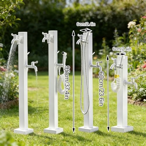 304 Stainless Steel Garden Water Column with Faucet, Frost-Proof Hose Stand for Outdoor Cleaning & Irrigation, Durable Yard Hydrant (White, 2-Pack) - Image 7