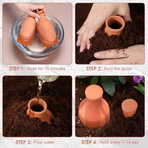 DoubleFill Ollas Terracotta Watering Pots, 10,16,24 oz, 4 Pcs - Image 3