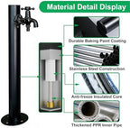 Outdoor Garden Irrigation Spigot Freestanding Garden Tap with Spray Gun, Black Stainless Steel Water Column, Weatherproof Hose Bib Patio, Lawn, Car Washing, Pet Bathing(Style 2,Height: 95cm/37.4in) - Image 3