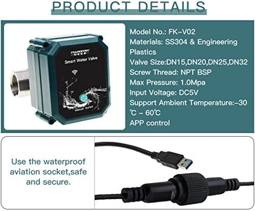 FRANKEVER DN15 Smart Water Valve WiFi Remote Control Faucet Timer 1/2" Hose - Image 4