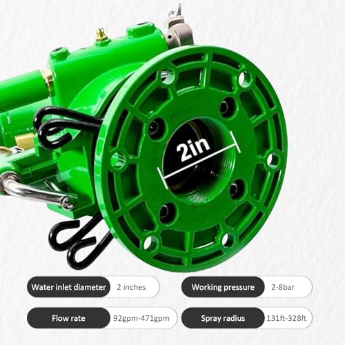 2" Farm Irrigation Sprinklers, Farm Irrigation Sprinkler with Pressure Gauge, 360° Large-Area Watering Spray, Watering Spray with 7 Replacement Nozzle, for Farmland, Farm Irrigation, Industrial - Image 2