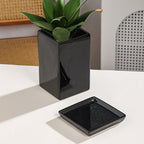 Square Ceramic Plant Saucer Tray 10 11 12 Inch Black,12.4" OD x10.8 ID x1.4 Deep, Sturdy Heavy Duty Glazed Planter Drip Flower pots with Catch Basin for Indoor Outdoor Plants(12" Black) - Image 6
