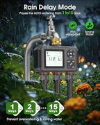 Insoma Water Timer with Brass Inlet, 3 Independent Zones Outdoor Hose Timer for Garden Faucet with Auto/Manual/Rain Delay Mode, IPX5 Waterproof, Sprinkler Irrigation Controller for Yard Lawn - Image 4