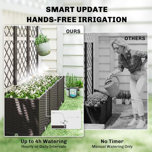 Planter Box Set, 3PCS Plastic Raised Garden Bed and Self-Watering Plant Containers with Trellis, Automatic Watering Timer Kit for Outdoor Patio Garden Balcony - Image 6