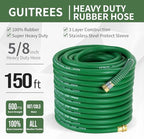 Guitrees 150ft 5/8 Heavy Duty Rubber Garden Hose - 300psi Working, 1000psi Burst - Hot/Cold Water - Five-Layered Braiding for Durability - Versatile for Gardening, Agriculture, Construction (Green) - Image 2
