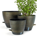 ZMTECH 12/10/8 in Self Watering Pots for Indoor/Outdoor Plants, Gold Bronze Large Plastic Planter with Water Level Indicator, Drainage Hole & Removable Saucer for Garden Flowers, Deco Plant Container by HighQualityGardeningTools