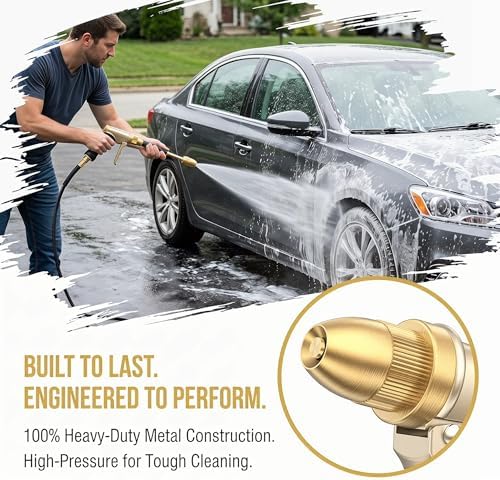 Heavy Duty Garden Hose Nozzle - Upgraded Metal Spray Gun with High Pressure & Adjustable Patterns for Efficient Plant Watering & Car Washing Adjustable Patterns - Image 4