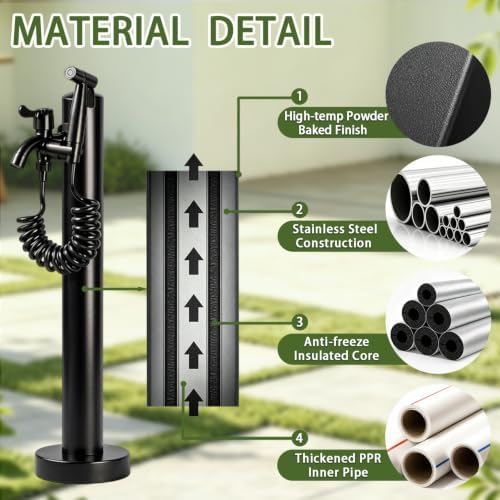 Outdoor Water Column Antifreeze Hose Faucet Stainless Steel Garden Water Tap, Yard Hydrant for Patio Lawn Irrigation Washing, Garden Water(Height: 60cm/23.6in) - Image 4