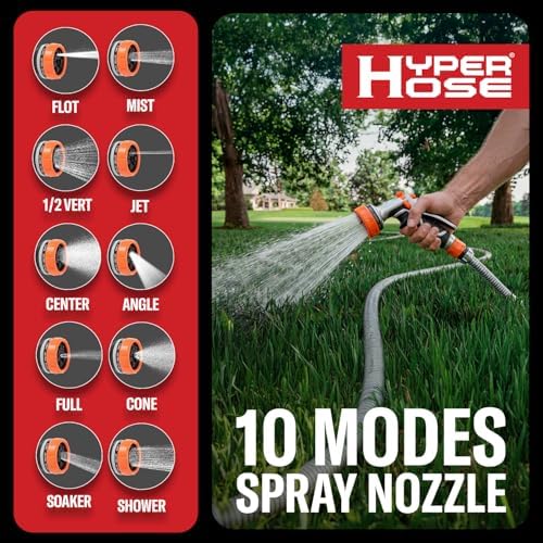 Heavy-Duty Metal Garden Hose Nozzle Sprayer- 316 Stainless Steel - High-Pressure 120 PSI - Multi-Function Spray with Ergonomic Handle - 10 Way - Image 3
