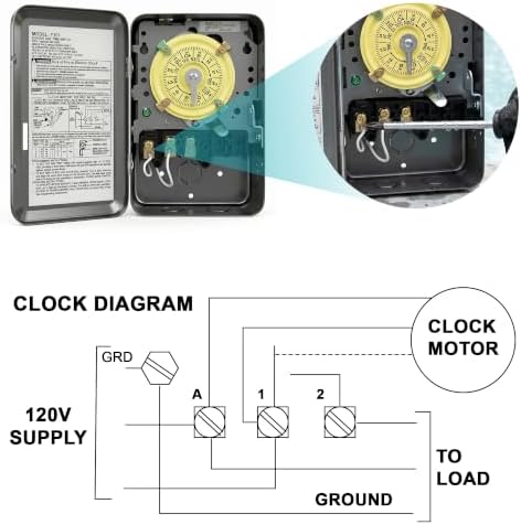 T101 Mechanical Timer Switch, Pool Pump Timer, 120V 40A SPST - Image 4