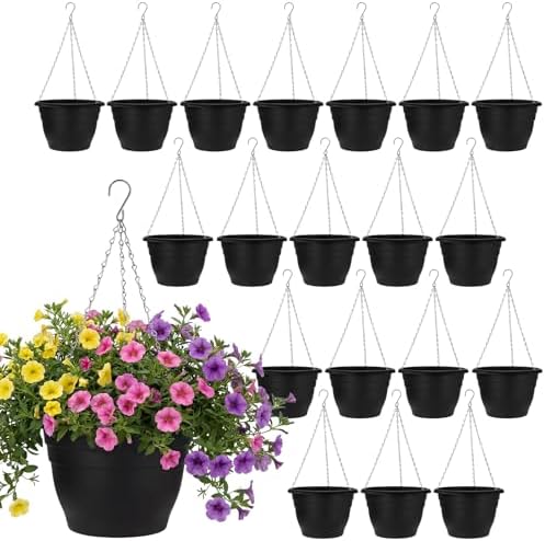 20 Pack Hanging Planter Basket 10 Inch with Drainage Tray by Romooa