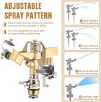 JaGely 3 Pcs Lawn Impact Sprinklers for Yard Heavy Duty Brass Water Sprinkler with Spike Base 360° Adjustable Lawn Irrigation Equipment for Large Area Garden Grass Yard Patio - Image 3