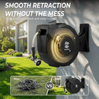 Retractable Garden Hose Reel - 5/8 in x 100 ft Automatic Wall Mount Automatic Water Hose Reel with 10 Patterns Nozzle, Heavy-Duty Aluminum Mount, 180° Swivel, Auto-Lock for Outdoor Watering - Image 3