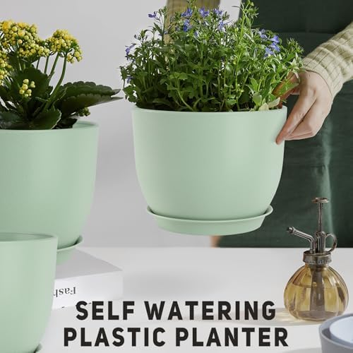 YNNICO Plant Pots 10/9/8/7.5/7 inch with Multi Mesh Drainage Holes - Image 6
