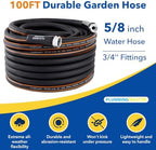 100FT Garden Hose, 5/8" Lightweight Flexible Water Hose with 3/4" Fittings - Image 2