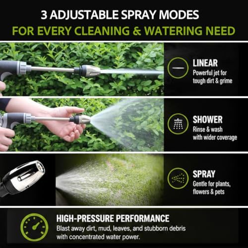 2026 upgraded high-pressure garden hose nozzle,universal water jet nozzle,360° rotating adjustable spray,with foam spray gun and brass connector,suitable for car wash and garden yard cleaning - Image 3