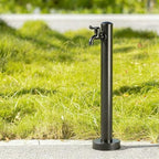 304 Stainless Steel Vertical Square Garden Hose Holder - Antifreeze Design with Double Faucet, Freestanding, Ideal for Patio & Backyard (Black, Low-Cut) by Unknown