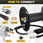 High Pressure Washer Hose Reel 100ft 3/8" NPT, 4000 PSI Heavy Duty Steel Power Washer Hose Reel with Swivel Arm, Mounting Bracket & M22 14mm Fitting, Wall/Machine/Van/Trailer Mount Compatible - Image 3