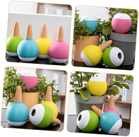 CHILDWEET 4pcs Terracotta Self Watering Spikes for Indoor Plants, Red Ceramic Watering Globes with Horizontal Stripes, Automatic Drip Irrigation Device for Garden and Potted Plants - Image 3