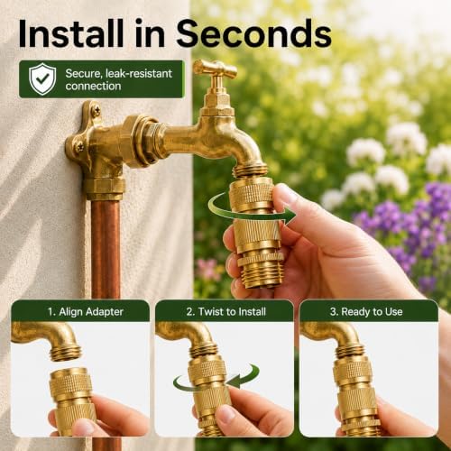 Male Garden Hose Quick Connect Solid Brass Quick Connector Garden Hose Fitting Water Hose Connectors 3/4 inch GHT (4 Female+ 4Male) - Image 5