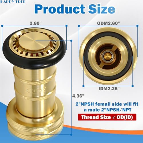 Happy Tree 2" NPSH Fire Hose Nozzle Brass Fire Equipment Heavy Duty Industrial Fog Nozzle - Image 3