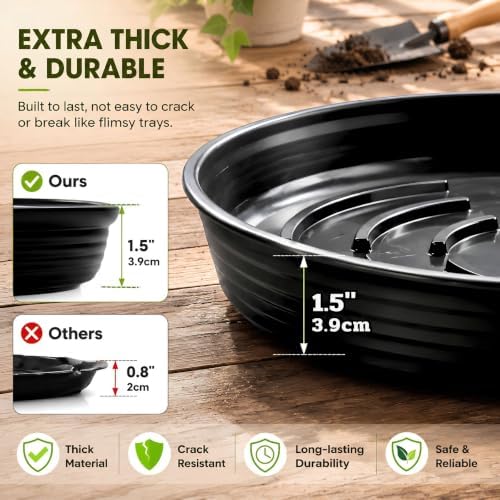 10 Pack Plant Trays 10 inch Heavy Duty Plant Saucers for Indoor Outdoor Use - Image 3