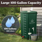 Collapsible Rain Barrel Kit - 100 Gallon / 380 L Portable Collapsible Water Container Tank - PVC Rain Collection System with Filter, Spigot, Outlet Valve, Overflow Tap and Hose by Pure Garden (Green) - Image 2