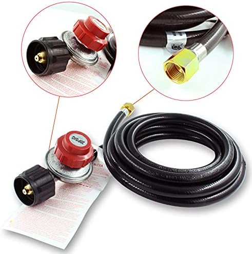 MENSI 10FT 20PSI Adjustable Propane Regulator Hose with Brass Orifice and Air Mixer Kit 150,000 BTU For Fire Pit, Fireplace, Gas Cooker, Smoker, Burner, and Turkey Fryer - Image 6