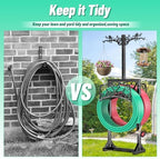 Garden Hose Holder for Outside,Water Hose Holders with 2 Bird Statue Shepherds Hooks & 5 Spikes,Double-Sided Freestanding Hose Stand Heavy Duty Hose Storage Rack for Outdoor Yard Lawn Farm - Image 6
