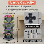 GameXcel Vertical Planter Tower - 5 Tier Stackable Garden Planters with Wheels and Tools Plant Pots for Strawberry Herb Flower and Vegetable Indoor Outdoor Use Dark Gray - Image 5