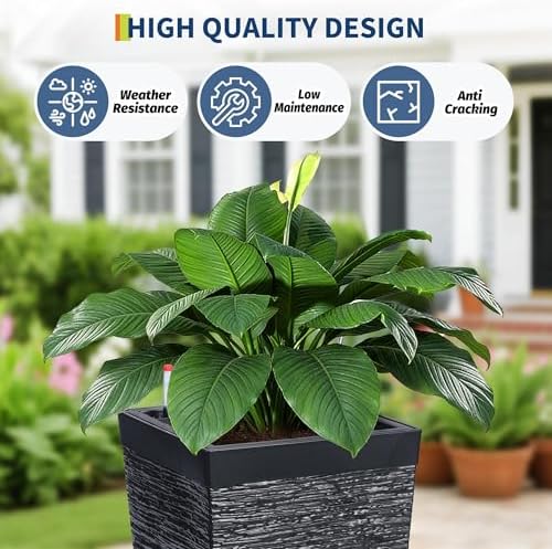 Tall Outdoor Planters Set of 2, 16" Planters for Outdoor Plants - Image 6