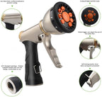 Heavy duty metal garden hose sprayer nozzles, 9 types of high pressure manual sprays, zinc alloy body, 3/4" standard connector, soft rubber grip - Image 3