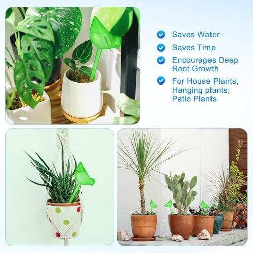 M METERXITY 3-Pack Plant Watering Globes, 9.8 Inch Plastic Bird Shape Self Watering Planter Insert for Indoor/Outdoor Pots, Self Water Devices Decorative Garden Stake [Green] - Image 6