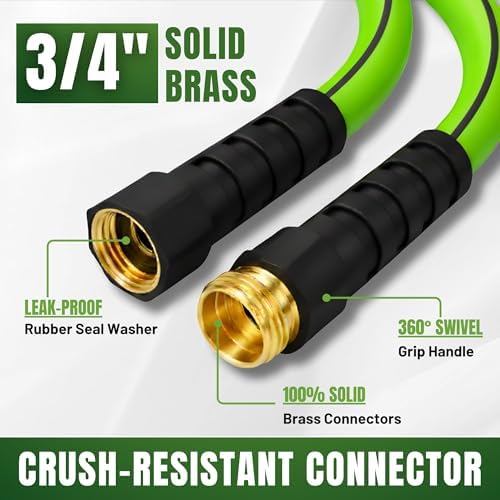 50ft Garden Hose 5/8”, Flexible Water Hose with Swivel Grip, Kink Resistant and Leakproof Brass Fittings for Lawn, Garden & Car Wash (50 Feet) - Image 2