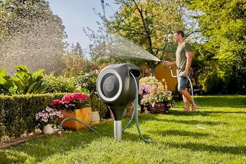 Gardena Garden and Patio Hose Box Rollup M: Weatherproof Box with roll-up Technology and 20m Hose, Irrigation of Medium-Sized Gardens with Patio, Automatic retraction, White (18615-20) - Image 3