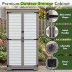 Tall Outdoor Storage Cabinet with Adjustable Shelves, White Plastic & Wood Storage Cabinets with Waterproof Roof, Lockable Doors, Outside Tool Shed for Garden,Patio, Backyard, Garage - Image 5