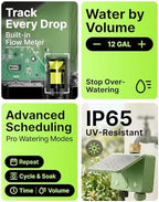 Solar WiFi Water Timer for Garden Hose 2-Pack with Hose Splitter, 4-Zone Solar Powered Smart Irrigation Controller with Flow Meter, Rain Delay & Auto Irrigation, Brass Inlet, No Hub Required - Image 6