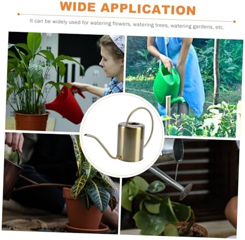 ORFOFE Stainless Steel Watering Pot with Long Spout Ergonomic Handle Rust-Resistant Watering Kettle for Indoor Outdoor Plants Gardening and Vegetable Garden Use Golden - Image 3