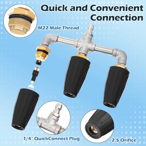 3-in-1 Turbo Nozzle Pressure Washer 4000 PSI 360° Rotating Turbo Nozzle with 1/4" Quick Connector 2.5 Orifice Tips (Black) - Image 3