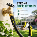 200FT Expandable Garden Hose, 5/8 Inch Heavy Duty Leak-Proof Water Hose with 600PSI Pressure, for Gardening, RV, and Pet Wash, Yellow Green-6PC - Image 4